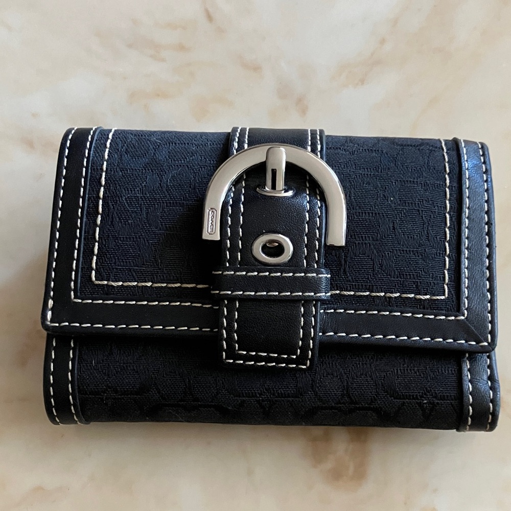 Coach Black Wallet with Silver Buckle